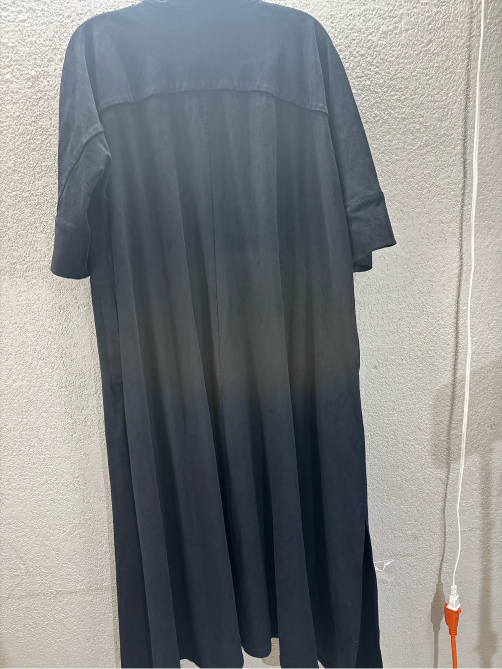 Relaxed Navy Velvet Maxi Dress with Drawstring Waist - Picture 6 of 8